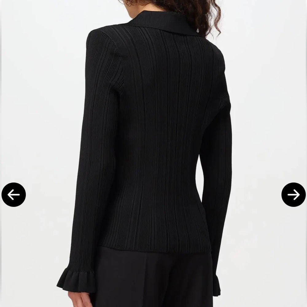 Self-Portrait Black Ribbed blouse with Heart Accents - Picture 3 of 6